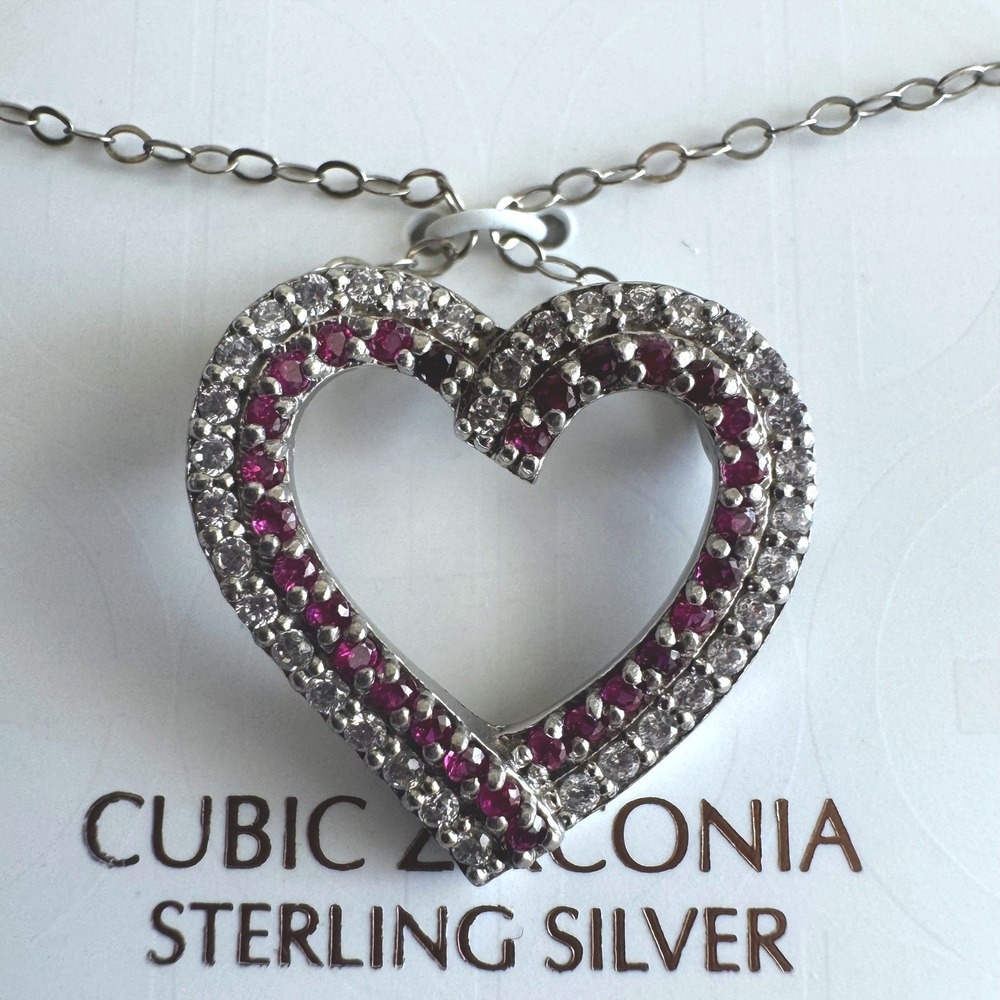 Giani Bernini 925 Sterling Silver CZ Open‎ Heart Pendant Necklace 16in NWT